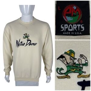 University of Notre Dame Irish Crewneck Sweatshirt Men Large Vintage Made In USA
